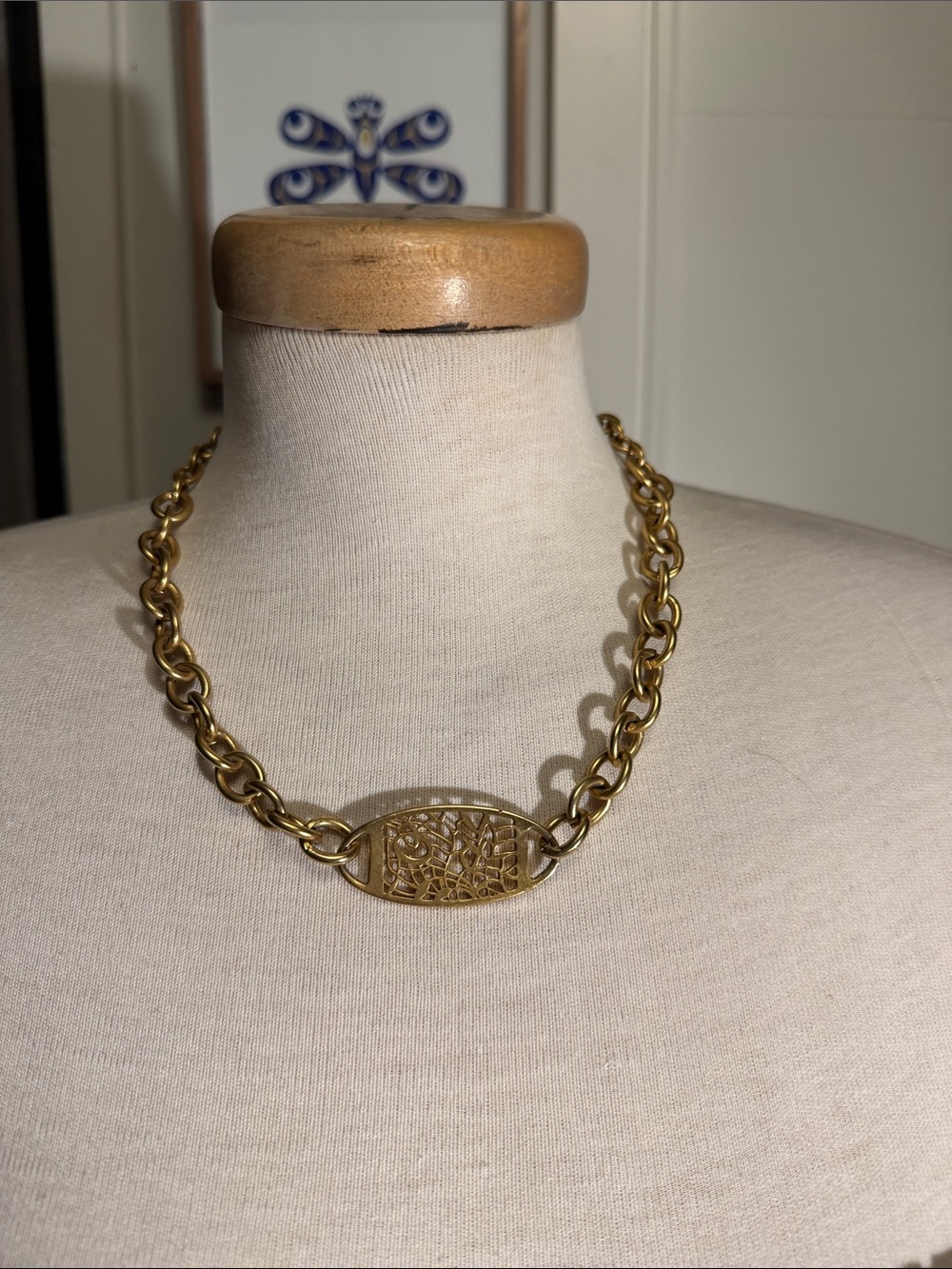 Gold-Tone Filigree Link Choker Necklace - Women Jewelry
